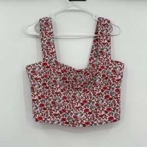 Abercrombie & fitch red floral‎ crop top large
